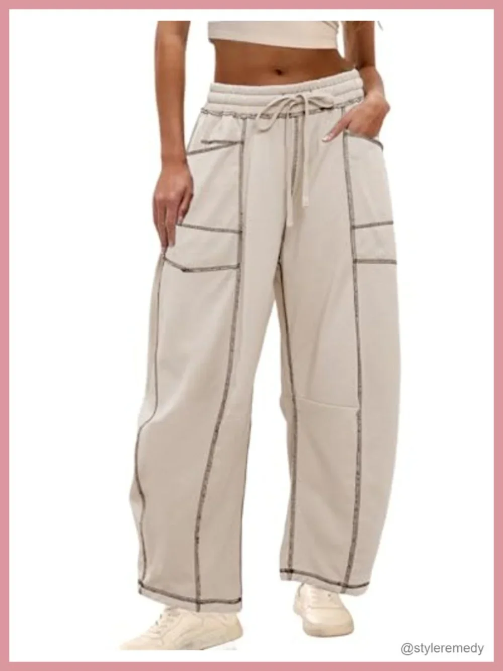 Wide Leg Barrel Sweatpants with Pockets